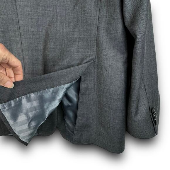 Joseph Abboud Mens 100% Wool Suit Jacket Coat Blazer Gray Made in USA Size 46R - Picture 6 of 11